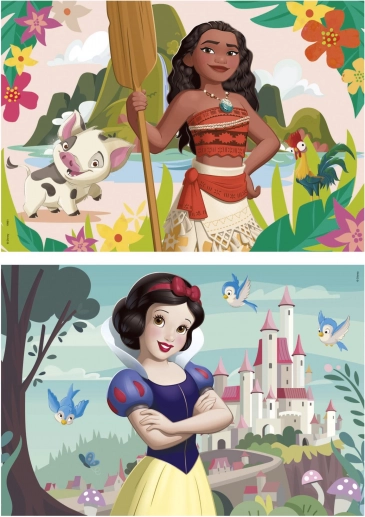 Drewniane puzzle Disney Księżniczki Vaiana i Królewna Śnieżka 2×50 elementów