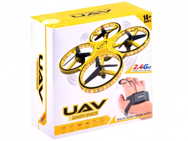 Dron sterowany gestami ręki + pilotowanie zdalne Kwadrokopter RC0573 – Żółta