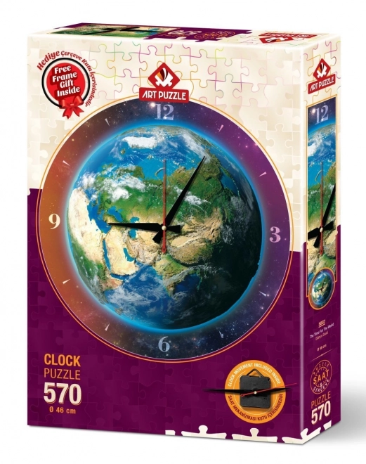 ART PUZZLE Puzzle zegar Świat 570 elementów (w tym ramka)