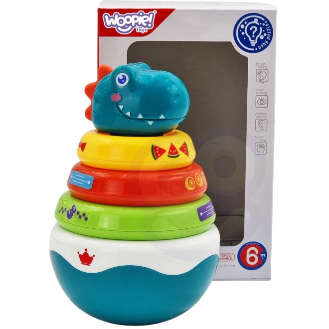 Woopie Dziecięca zabawka sensoryczna Dino stos dla niemowląt