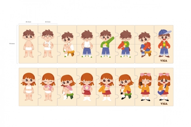 Drewniane puzzle ubieranki