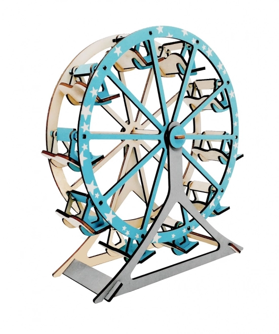 Woodcraft Drewniane 3D puzzle Koło młyńskie turkusowe
