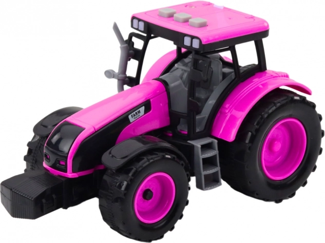 Różowy traktor na baterie z światłami i dźwiękami