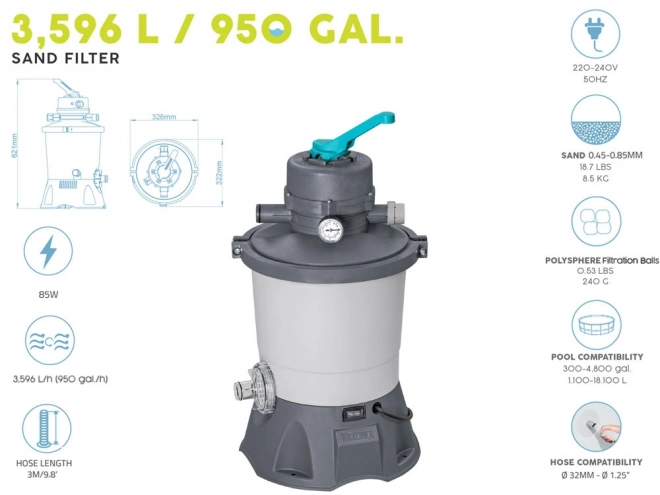 Pompa filtrująca piaskowa Bestway 3596 l/h do basenów