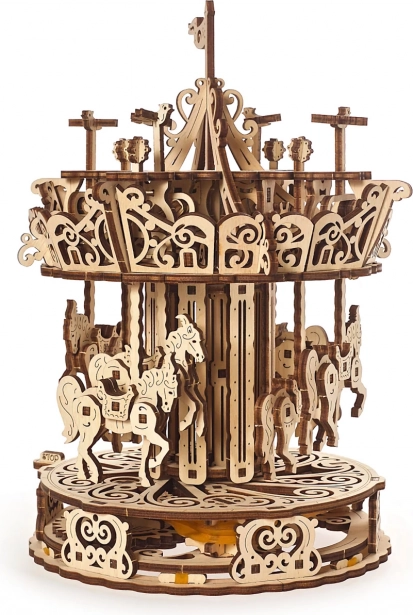 Drewniana mechaniczna karuzela UGEARS puzzle 3D