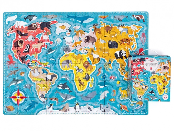 Puzzle 60 elementów Puzzlove - Mapa świata Zwierzęta