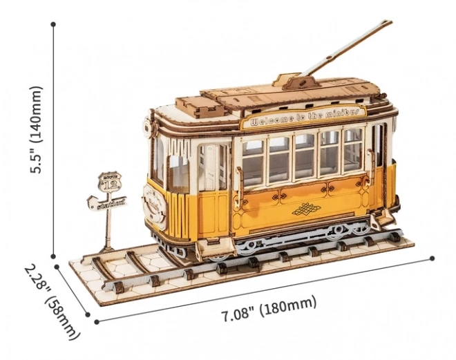 Retro Tramwaj - 3D drewniany zestaw