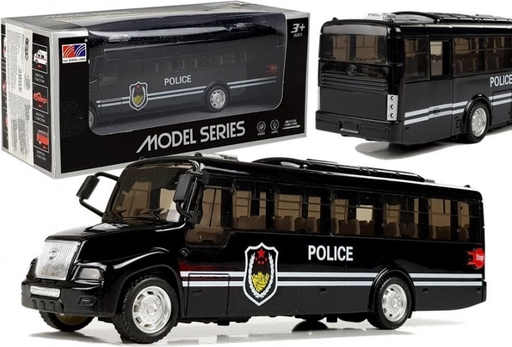 Policyjny autobus ze światłami i dźwiękami, czarny (pull-back)