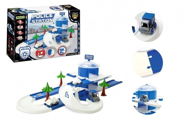 Garaż+tor Kid Cars 3D Policja plastik 3,8m w pudełku 59x40x15cm 12m+ Wader