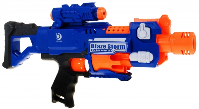 Szybkostrzelny karabin dla dzieci 8+ Blaze Storm 20 długich piankowych nabojów + tarcza + beczka