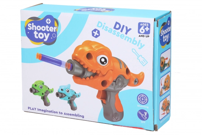 Pistolet dino na naboje piankowe do skrecania 21 cm