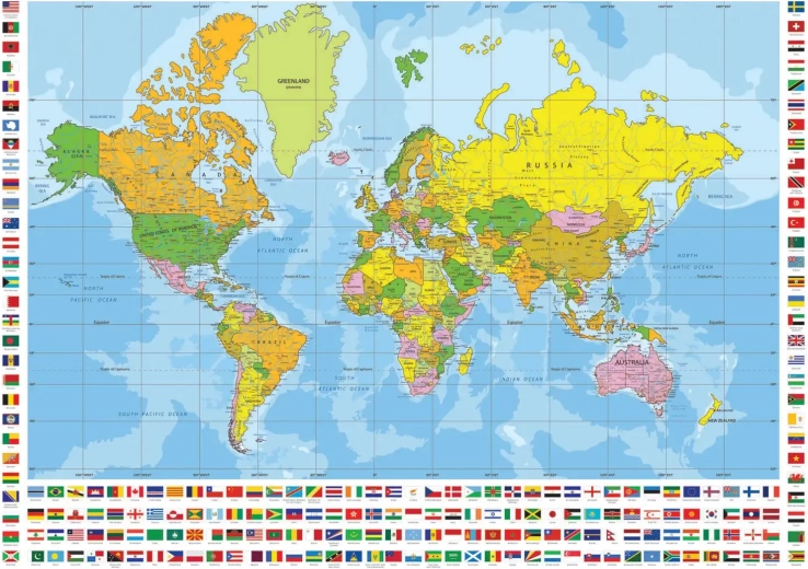 Puzzle Polityczna mapa świata XL 700 elementów