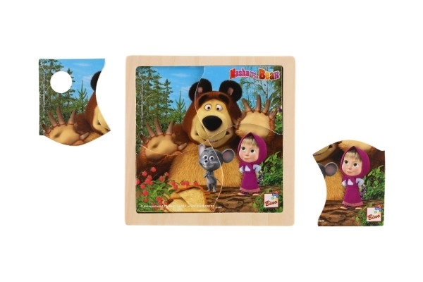 Drewniane puzzle z myszką Masza i Niedźwiedź 15cm
