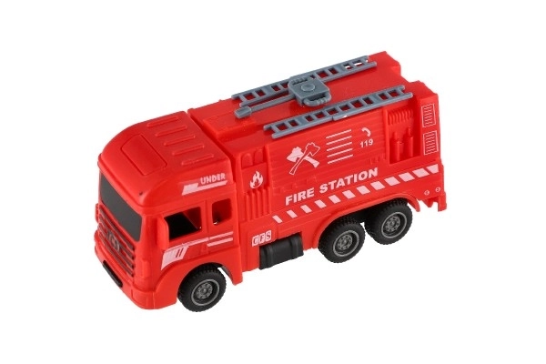Auto strażackie plastikowe 11cm z mechanizmem cofania 4 rodzaje 12szt w pudełku