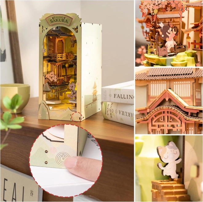 RoboTime 3D Puzzle Podpórka do książek "Falling Sakura" (drewniana)