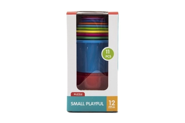 Kostka piramidowa układanka okrągła plastik 11szt w pudełku 11x20x11cm 12m+
