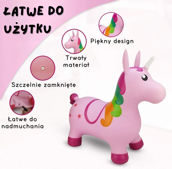 Skaczący jednorożec różowy Woopie z pompką