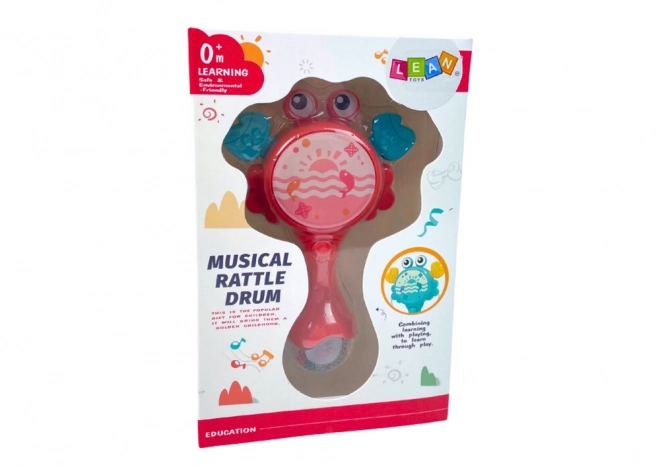 Dziecięce grzechotka krab Drum Lights Melodies Czerwony