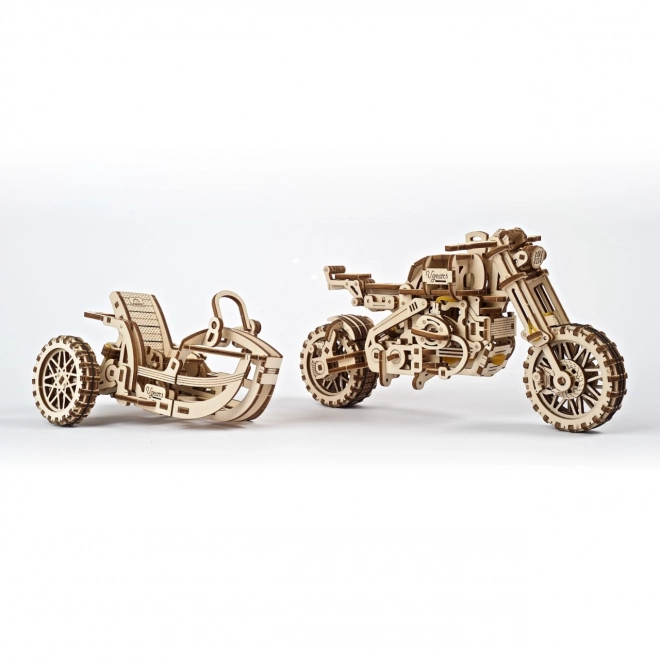 Ugears Puzzle 3D Motocykl z wózkiem 380 elementów