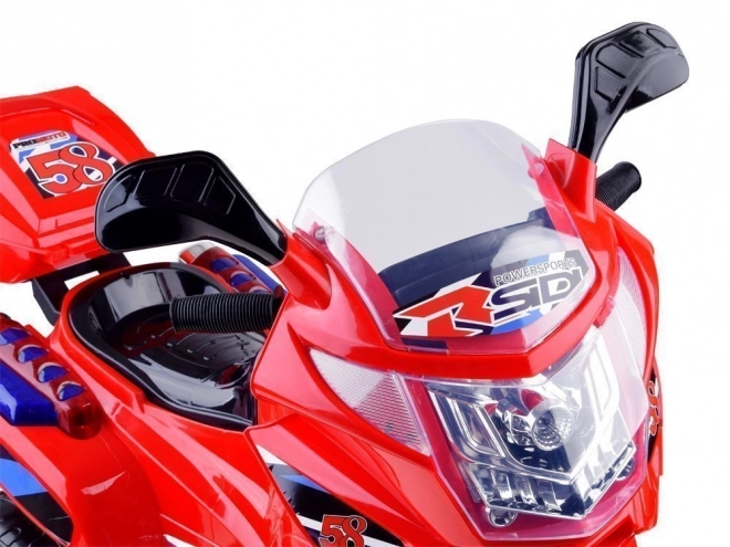 Dziecięcy motocykl sportowy z kolorowym oświetleniem LED – Czerwona