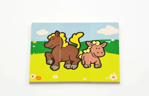Puzzle Moje pierwsze zwierzątka drewniane 18 elementów dla najmłodszych w pudełku 13x11,5x4,5cm 12m+ MPZ