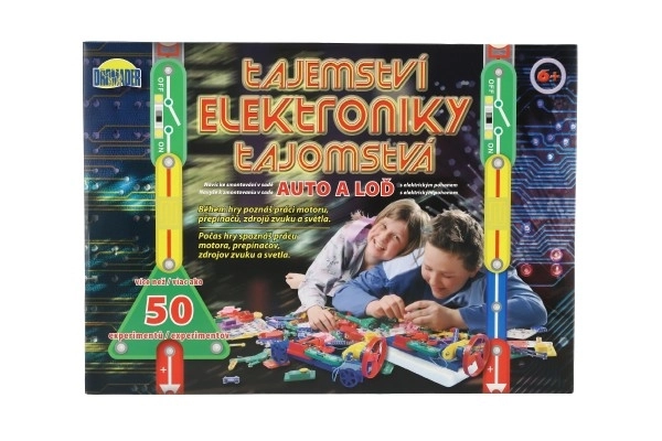 Tajemnice Elektroniki - Samochód, statek 50 eksperymentów na baterie w pudełku 46,5x33,5x4cm od 6 lat