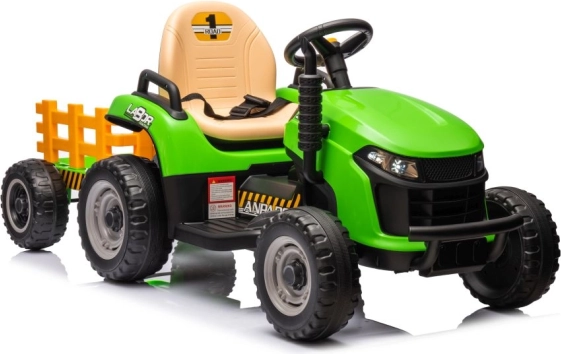 Elektryczny traktor dla dzieci z przyczepą – zielony