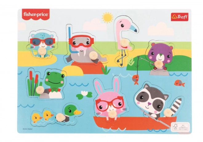 Drewniana układanka Fisher-Price Zwierzątka przy wodzie