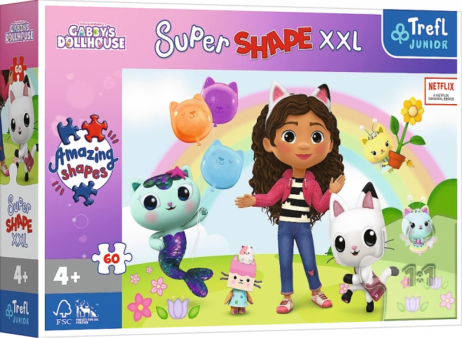 Puzzle Szczęśliwi Przyjaciele Gabby 60 XL Super Shape 60x40cm w pudełku 33x23x6cm