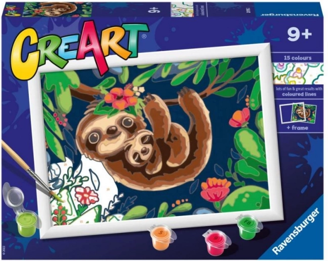 RAVENSBURGER CreArt malowanie po numerach – leniwce 24 × 18 cm