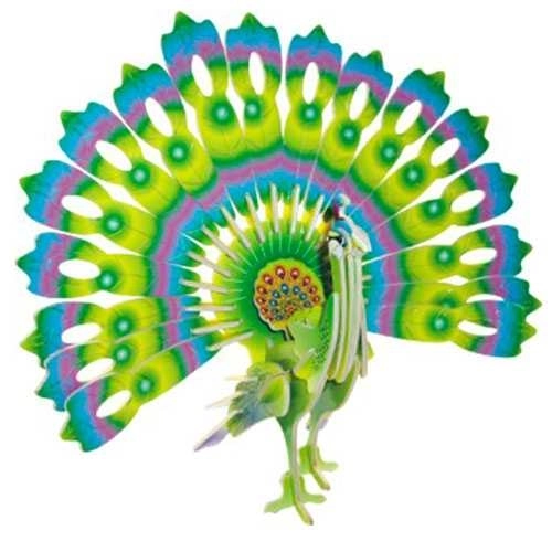Drewniane 3D puzzle Kolorowy Paw