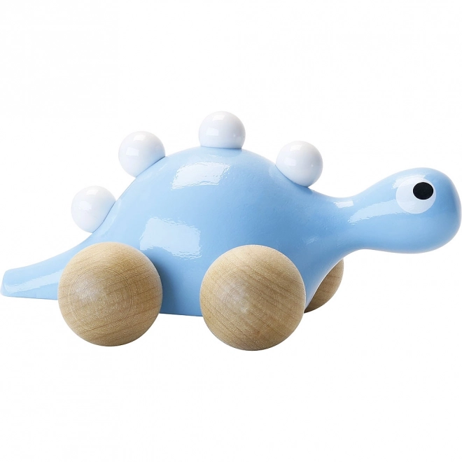 Drewniany dinozaur na kółkach Niebieski