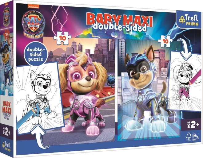 Puzzle MAXI dwustronne 2x10 elementów Bohaterskie psy Psiego patrolu/Paw patrol w pudełku 40x27x6cm 24m+