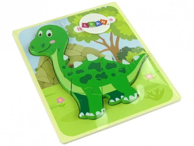 Drewniane puzzle Dinozaur Isanozaur Tyranozaur Zielony