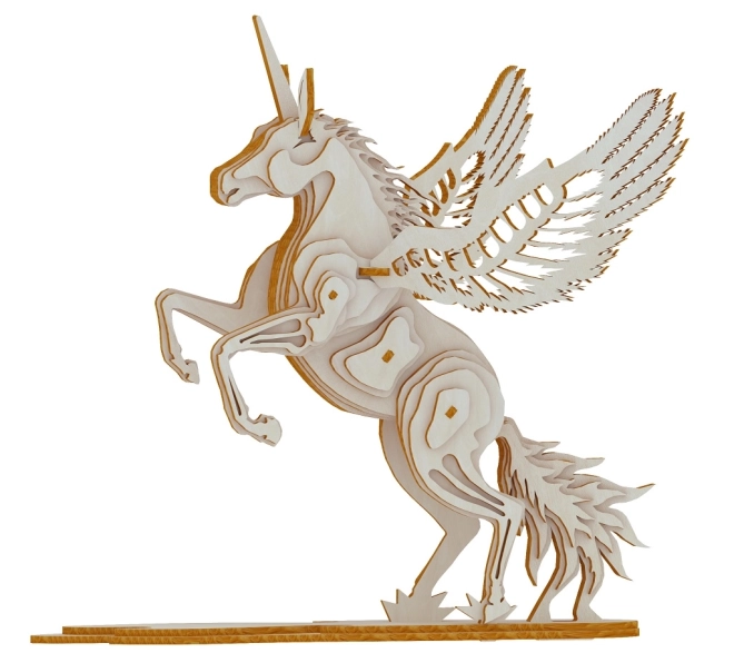 Drewniane puzzle 3D Jednorożec