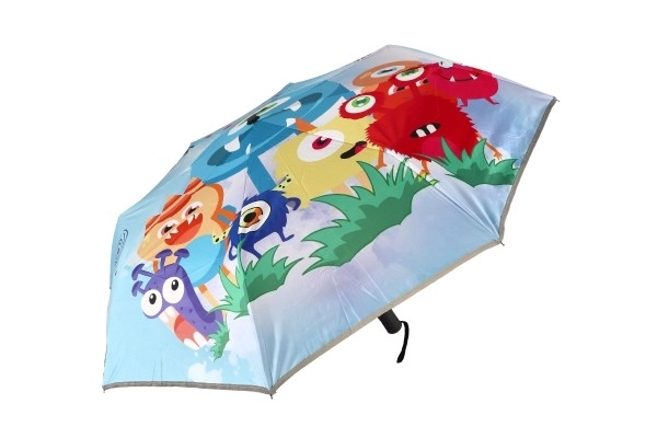 Parasol Potwory składany automatyczny materiał/metal 28cm niebieski w pokrowcu