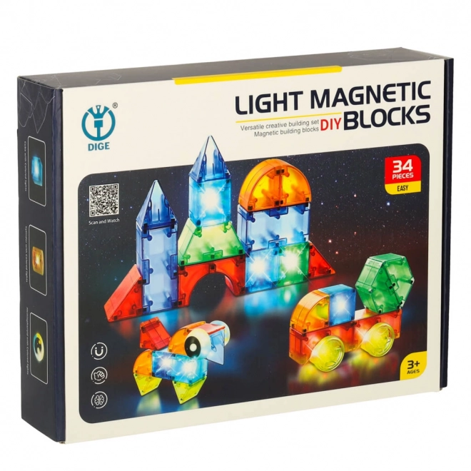 Świetlne magnetyczne bloki 32 el.