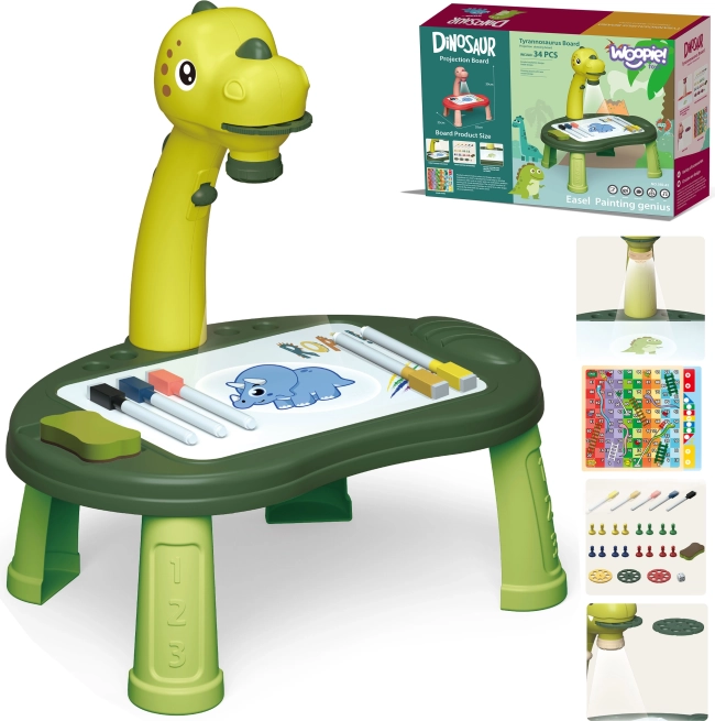 Projektorowy stolik do rysowania dinozaur WOOPIE – 24 szablony + 2 gry