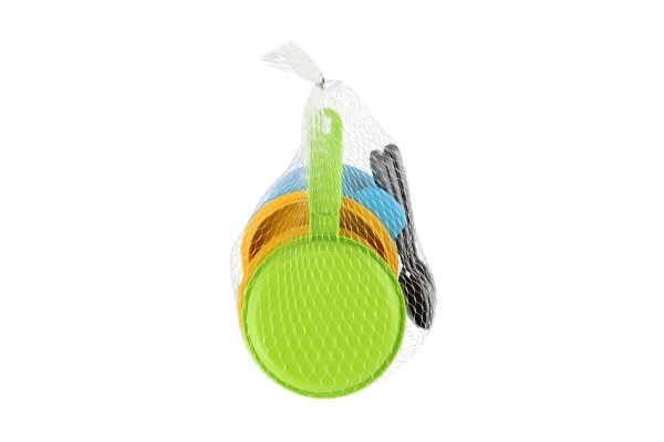 Zestaw naczyń plastikowych kolorowych 12 sztuk w siatce 12m+