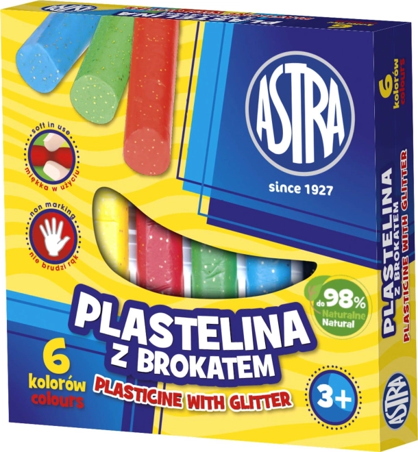 Astra plastelina z brokatem – 6 kolorów