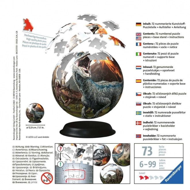 Ravensburger 3D puzzleball Jurassic World 72 elementów