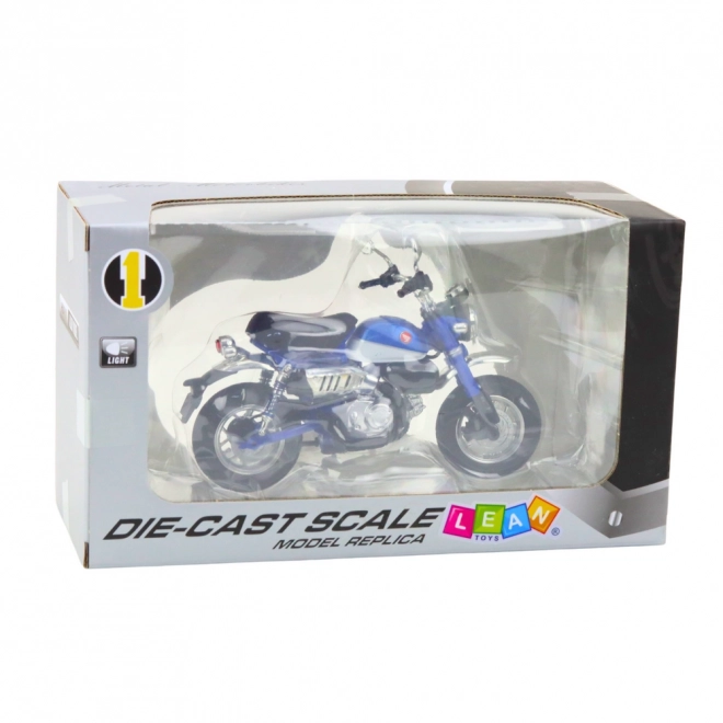 Motocykl retro metalowy niebieski 1:12