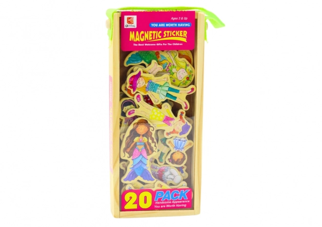 Drewniane magnetyczne figurki w kolorowych kostiumach, 20 szt.