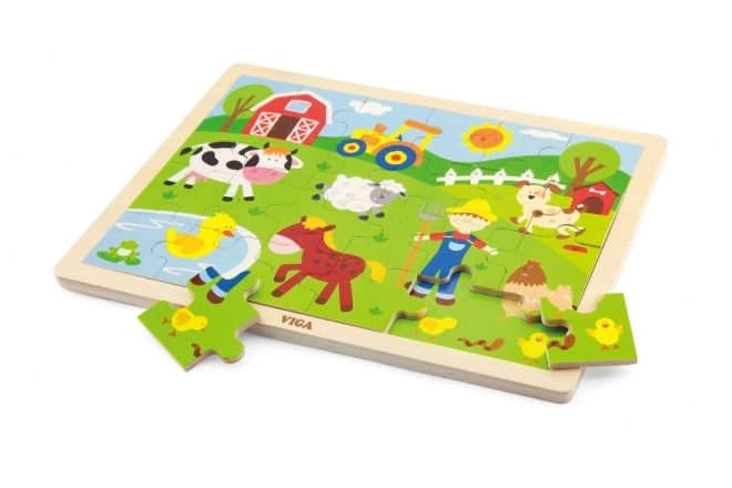 Drewniane puzzle 24 elementy - farma