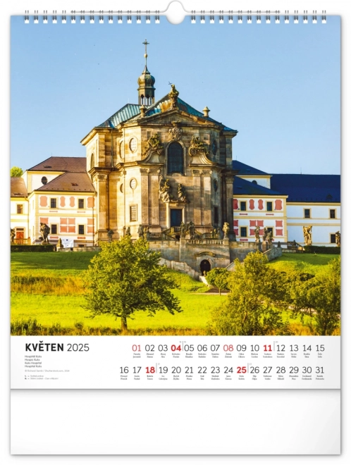NOTIQUE Kalendarz ścienny Republika Czeska 2025, 30 x 34 cm