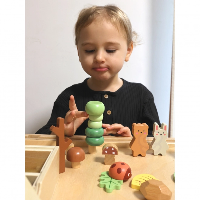 Leśny zestaw z drewnianymi klockami Tooky Toy