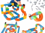 Magnetyczne klocki konstrukcyjne – tor wyścigowy i kolejowy 140 elementów
