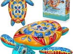 Kolorowy dmuchany żółw z uchwytami Bestway z nadrukiem Majolika 183x173 cm