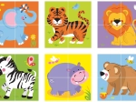 VIGA drewniane klocki Zoo – 6 obrazków, 4 elementy
