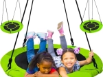 Zawieszana huśtawka bocianie gniazdo 120 cm, zielono‑czarna, 150 kg